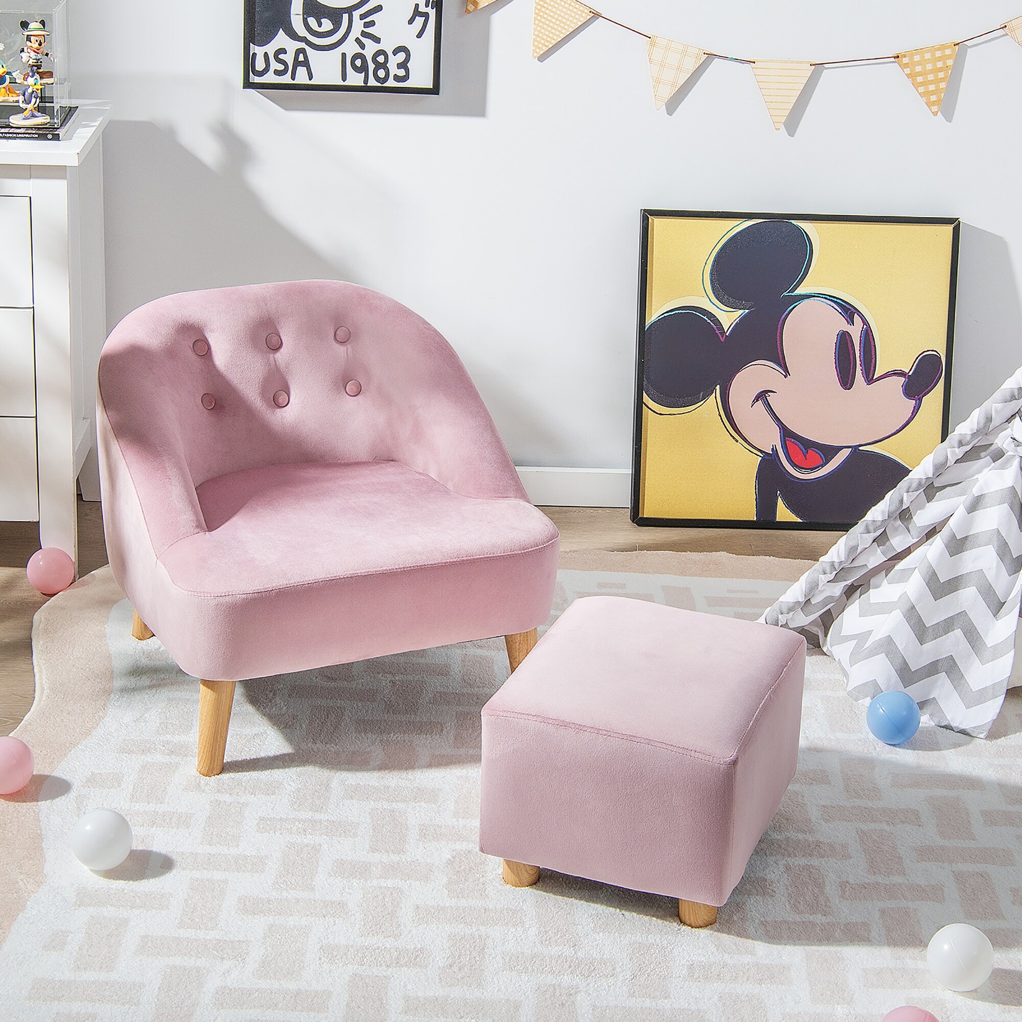 Kids chair and clearance ottoman